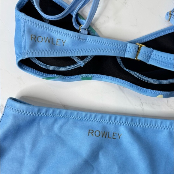 C. Rowley Floral Blue High Waisted Neoprene Bikini Set Top Medium Bottom Small - Picture 5 of 10